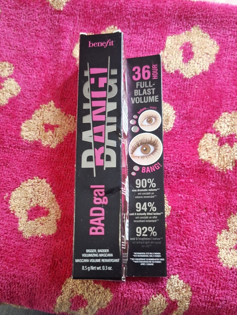 Benefit BADgal Bang! Mascara Packaging - Black and Pink Accents